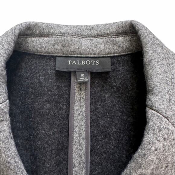 Talbots Blazer Jacket Gray Wool Blend Button Front Pockets Blazer Size 10 - Picture 2 of 12